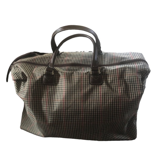 VTG DVF Plaid Weekender Carry On Personal Travel Bag Shoulder Strap Large 20X17” - Picture 6 of 13